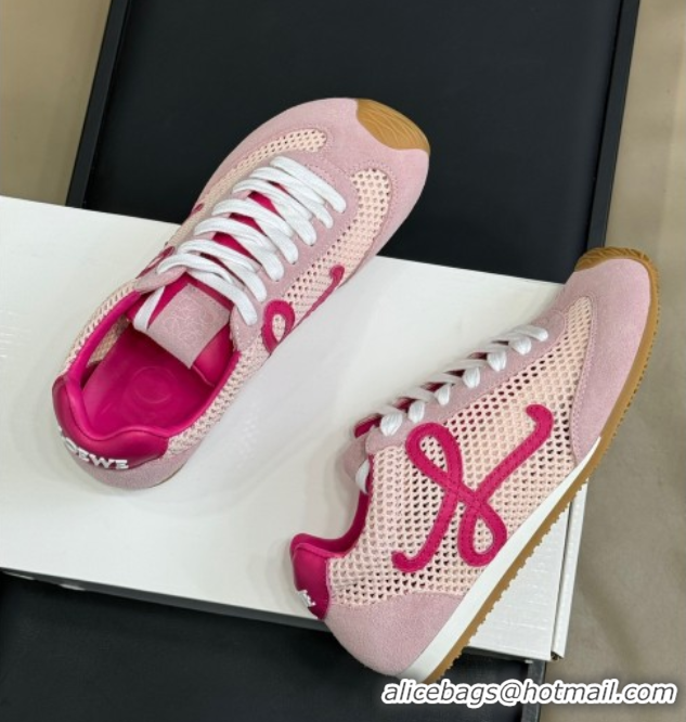 Grade Quality Loewe Ballet Runner 2.0 Sneakers in Mesh and Suede Light Pink/Fuchsia 50605076