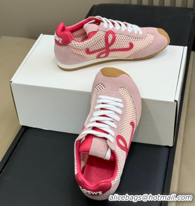 Grade Quality Loewe Ballet Runner 2.0 Sneakers in Mesh and Suede Light Pink/Fuchsia 50605076