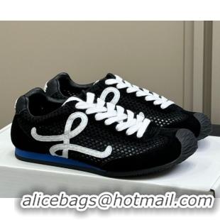 Top Grade Loewe Ballet Runner 2.0 Sneakers in Mesh and Suede Black/White 50605077