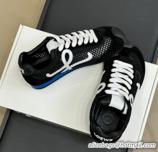 Top Grade Loewe Ballet Runner 2.0 Sneakers in Mesh and Suede Black/White 50605077