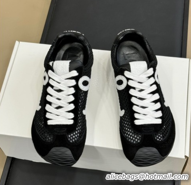 Top Grade Loewe Ballet Runner 2.0 Sneakers in Mesh and Suede Black/White 50605077