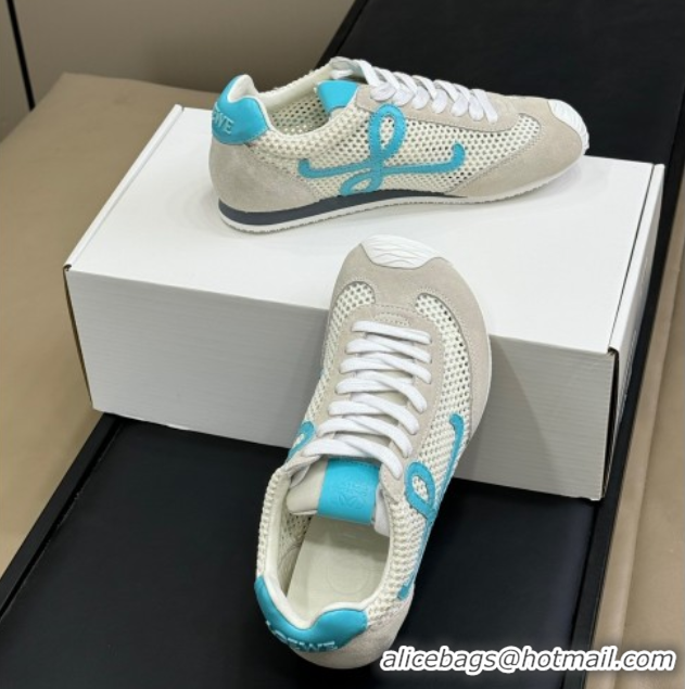 Top Design Loewe Ballet Runner 2.0 Sneakers in Mesh and Suede White/Blue 50605078