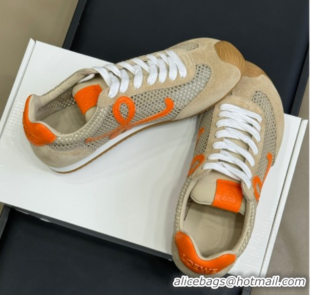 Best Product Loewe Ballet Runner 2.0 Sneakers in Mesh and Suede Beige/Orange 50605079