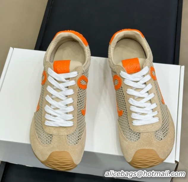 Best Product Loewe Ballet Runner 2.0 Sneakers in Mesh and Suede Beige/Orange 50605079