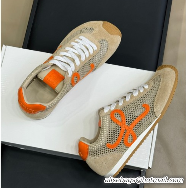 Best Product Loewe Ballet Runner 2.0 Sneakers in Mesh and Suede Beige/Orange 50605079