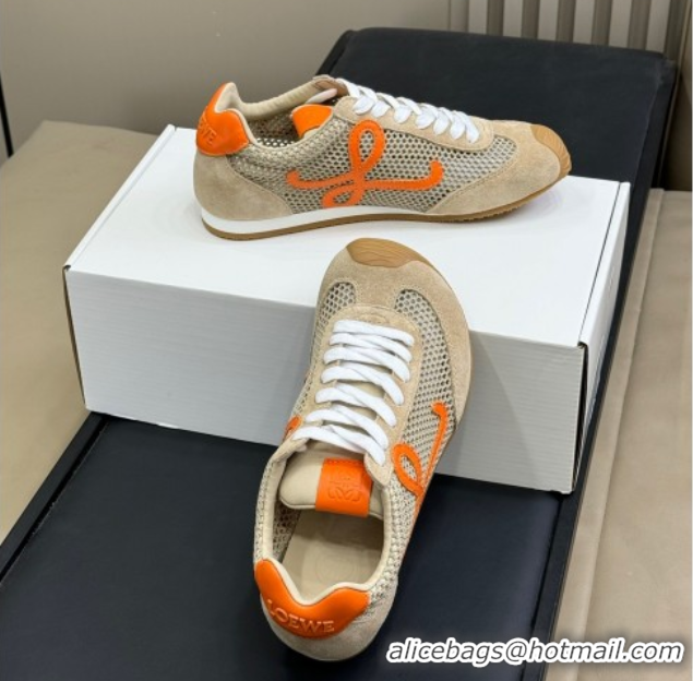 Best Product Loewe Ballet Runner 2.0 Sneakers in Mesh and Suede Beige/Orange 50605079