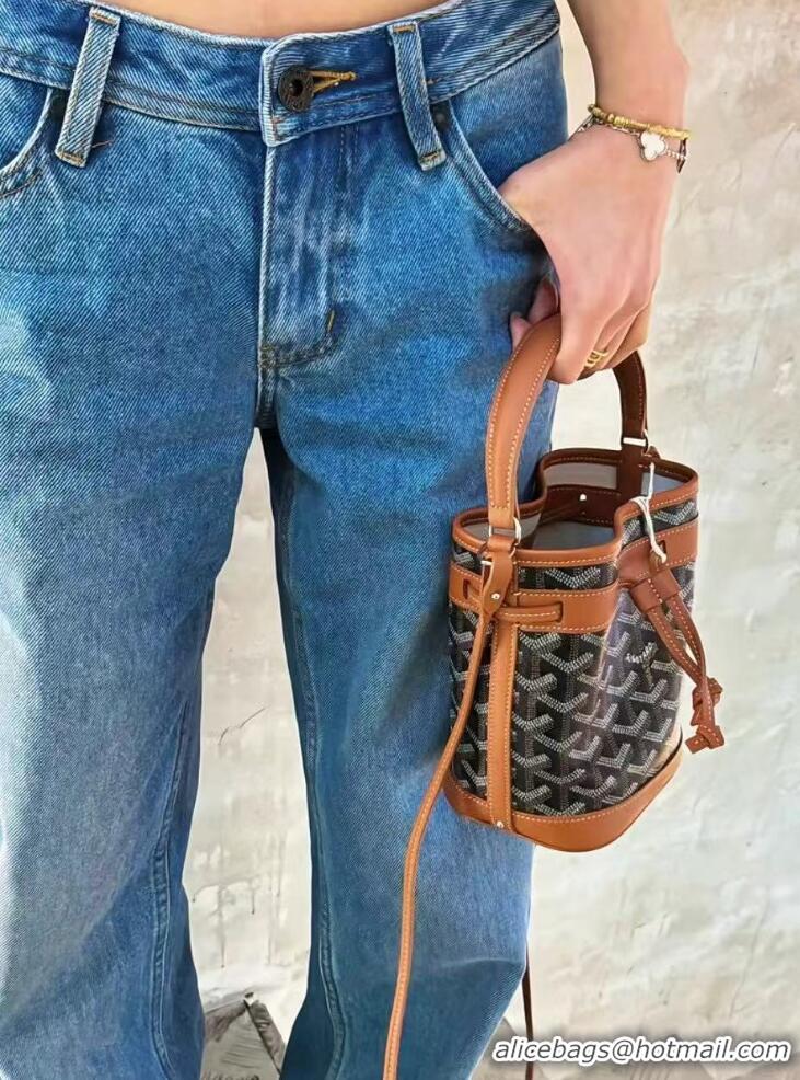 Good Taste Goyard Original Petit Flot Mini Bucket Bag G8716 Black And Tan