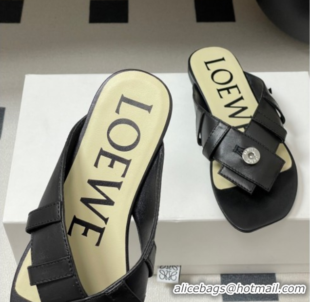 Durable Loewe Toy Panta Toe post thong sandal in lambskin Black 50605080