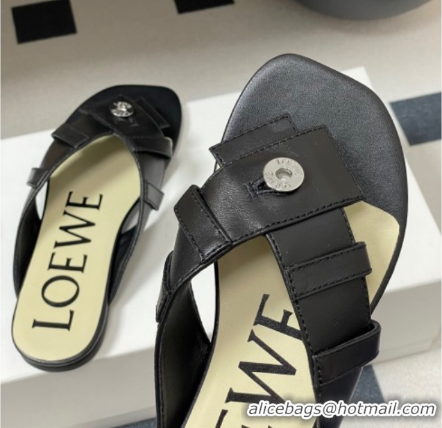 Durable Loewe Toy Panta Toe post thong sandal in lambskin Black 50605080