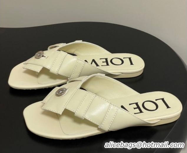 Best Grade Loewe Toy Panta Toe post thong sandal in lambskin White 50605081