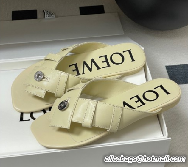 Best Grade Loewe Toy Panta Toe post thong sandal in lambskin White 50605081