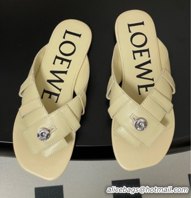 Best Grade Loewe Toy Panta Toe post thong sandal in lambskin White 50605081