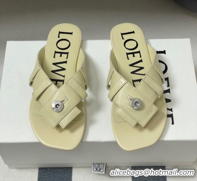 Best Grade Loewe Toy Panta Toe post thong sandal in lambskin White 50605081