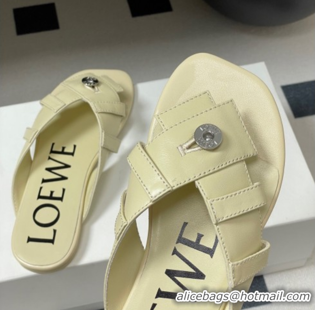 Best Grade Loewe Toy Panta Toe post thong sandal in lambskin White 50605081