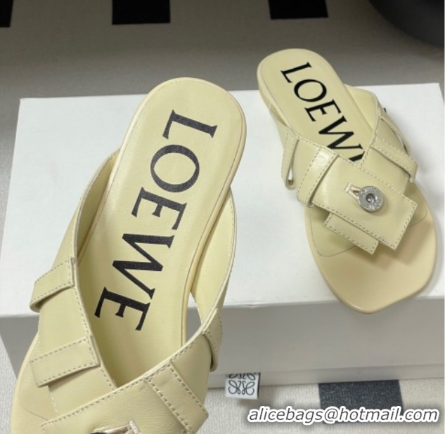 Best Grade Loewe Toy Panta Toe post thong sandal in lambskin White 50605081