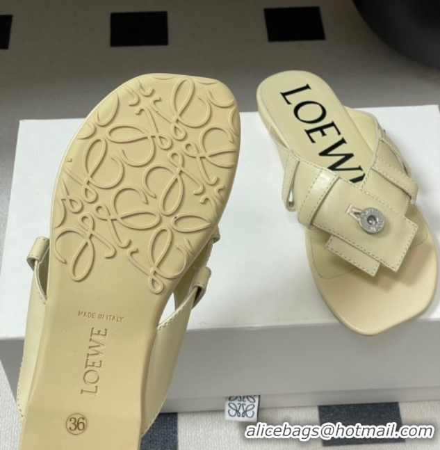 Best Grade Loewe Toy Panta Toe post thong sandal in lambskin White 50605081