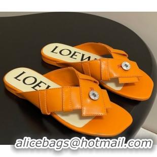 Unique Style Loewe Toy Panta Toe post thong sandal in lambskin Orange 0605082