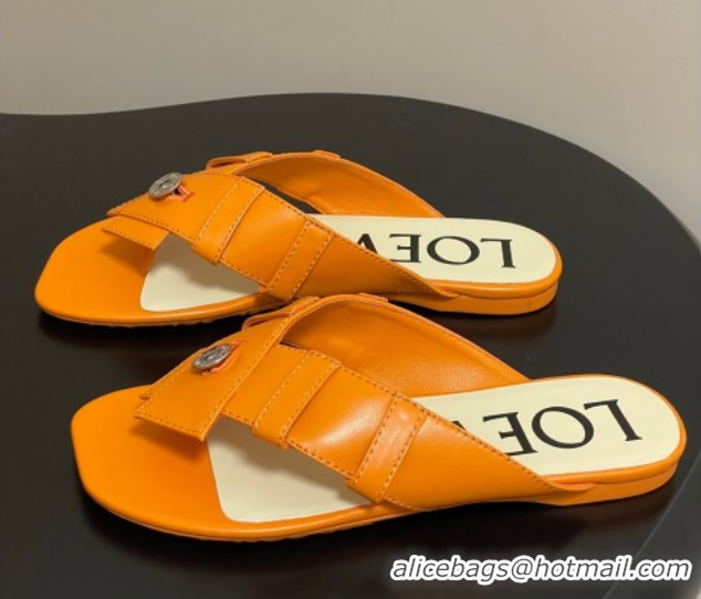 Unique Style Loewe Toy Panta Toe post thong sandal in lambskin Orange 0605082