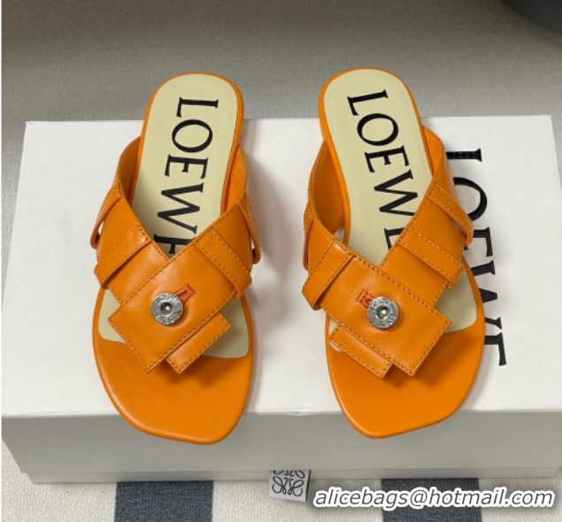 Unique Style Loewe Toy Panta Toe post thong sandal in lambskin Orange 0605082