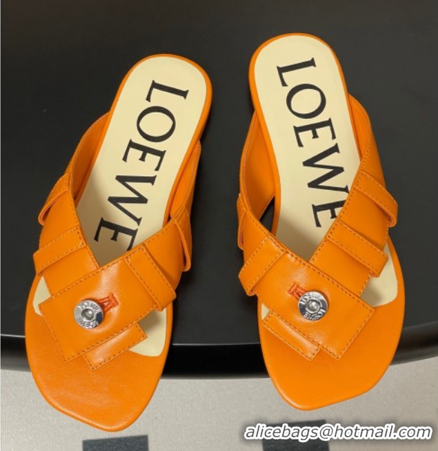 Unique Style Loewe Toy Panta Toe post thong sandal in lambskin Orange 0605082