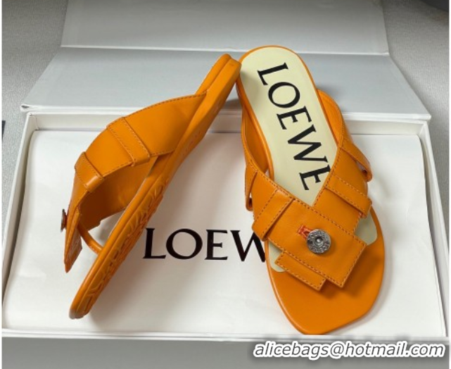 Unique Style Loewe Toy Panta Toe post thong sandal in lambskin Orange 0605082