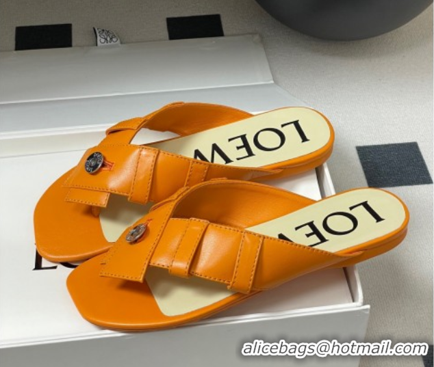 Unique Style Loewe Toy Panta Toe post thong sandal in lambskin Orange 0605082