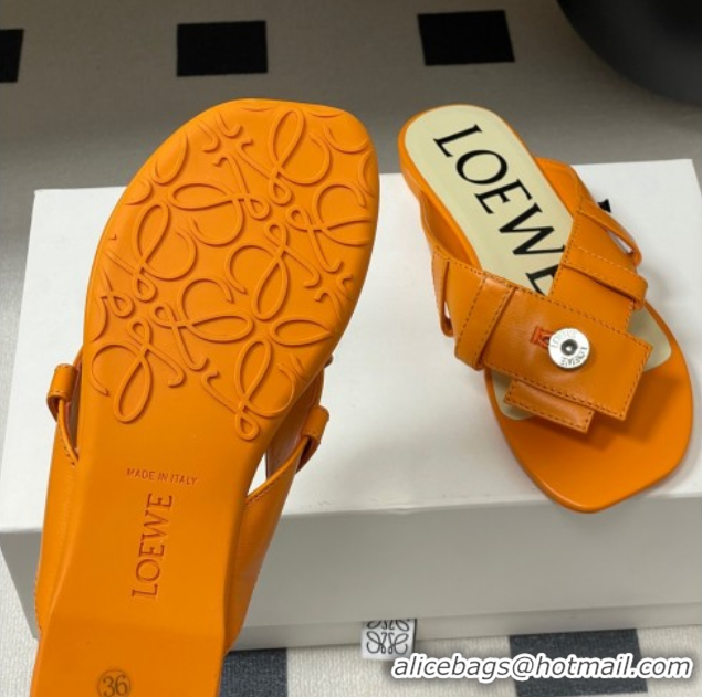 Unique Style Loewe Toy Panta Toe post thong sandal in lambskin Orange 0605082