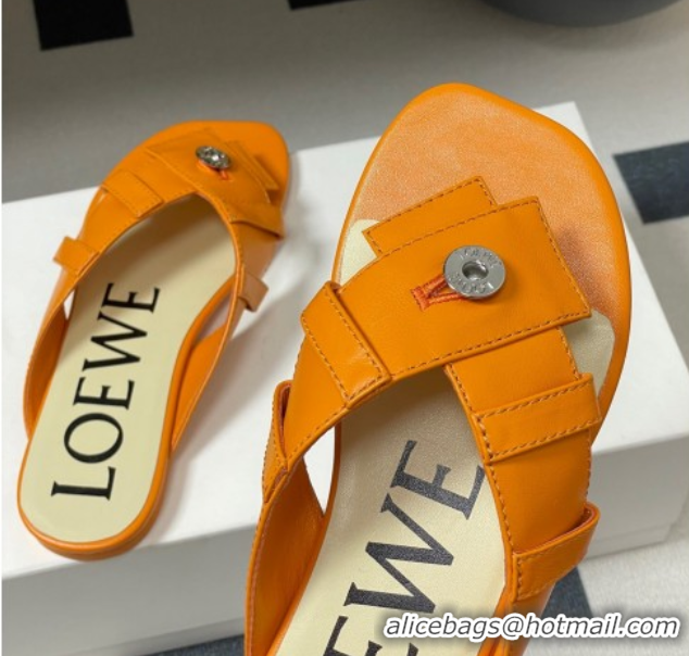 Unique Style Loewe Toy Panta Toe post thong sandal in lambskin Orange 0605082