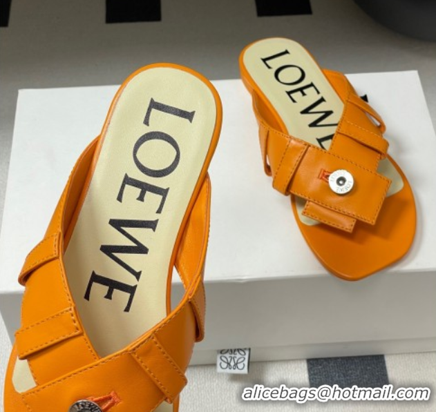 Unique Style Loewe Toy Panta Toe post thong sandal in lambskin Orange 0605082
