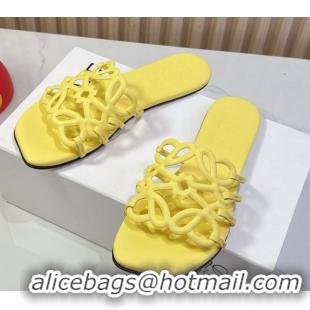 Discount Loewe Petal Anagram flat slides sandal in soft calfskin Yellow 0605085