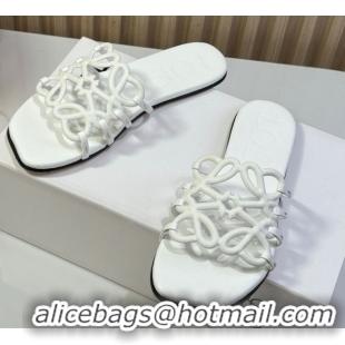 Low Price Loewe Petal Anagram flat slides sandal in soft calfskin White 0605087