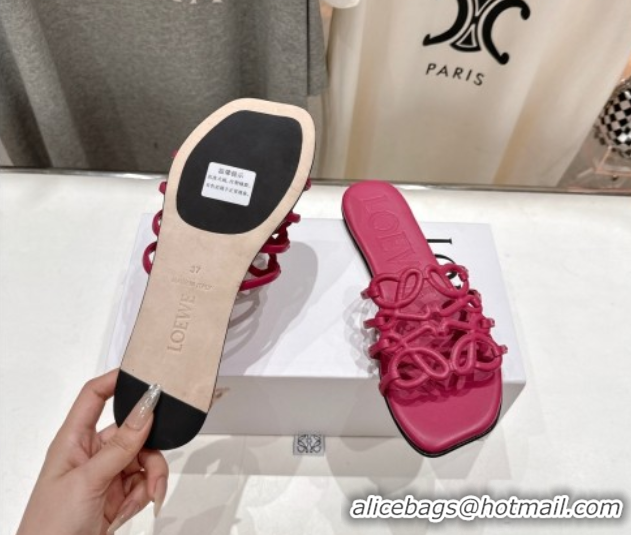 Pretty Style Loewe Petal Anagram flat slides sandal in soft calfskin Fuchsia Pink 50605092