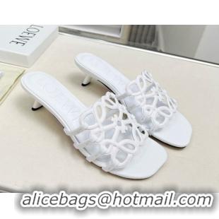 Best Product Loewe Petal Anagram heel slides sandal 4.5cm in soft calfskin White 50605097