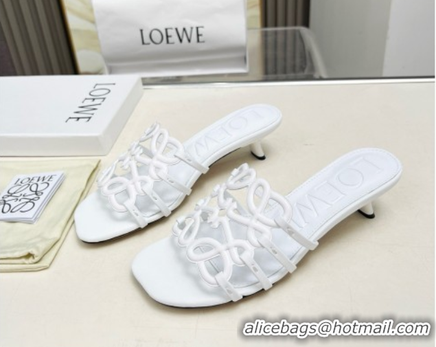 Best Product Loewe Petal Anagram heel slides sandal 4.5cm in soft calfskin White 50605097