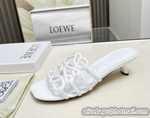 Best Product Loewe Petal Anagram heel slides sandal 4.5cm in soft calfskin White 50605097