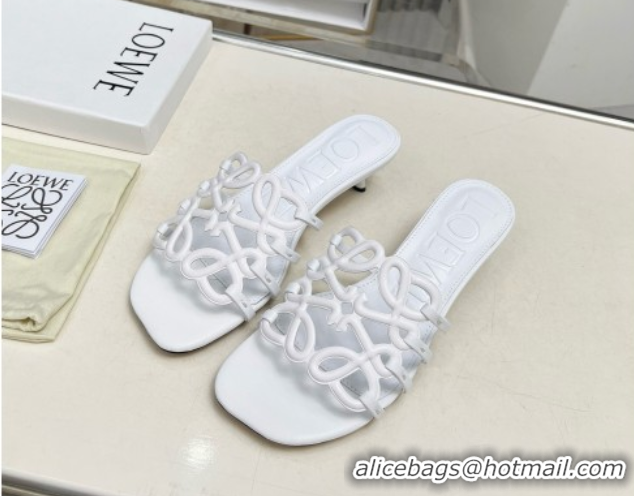 Best Product Loewe Petal Anagram heel slides sandal 4.5cm in soft calfskin White 50605097