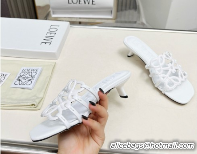 Best Product Loewe Petal Anagram heel slides sandal 4.5cm in soft calfskin White 50605097