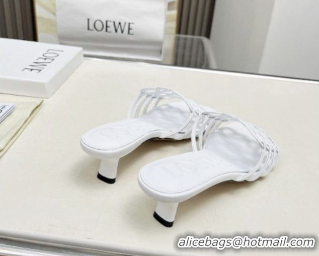 Best Product Loewe Petal Anagram heel slides sandal 4.5cm in soft calfskin White 50605097