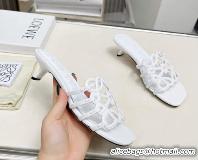 Best Product Loewe Petal Anagram heel slides sandal 4.5cm in soft calfskin White 50605097