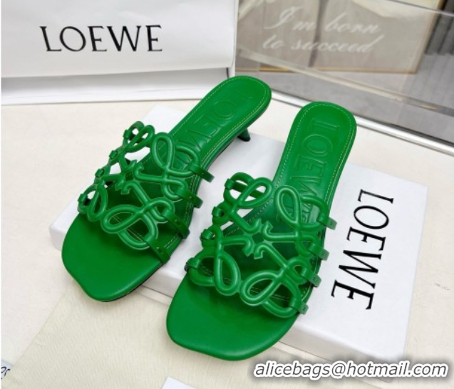 Good Looking Loewe Petal Anagram heel slides sandal 4.5cm in soft calfskin Green 0605099