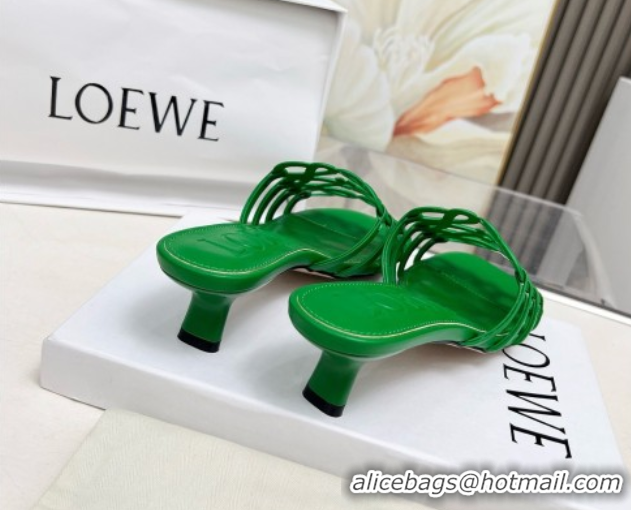 Good Looking Loewe Petal Anagram heel slides sandal 4.5cm in soft calfskin Green 0605099