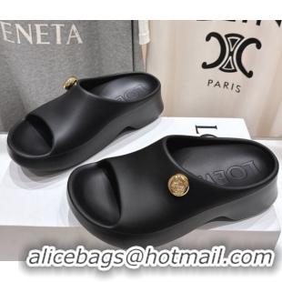 Top Grade Loewe Foam Rubber Pebble slides sandal Black 0605103