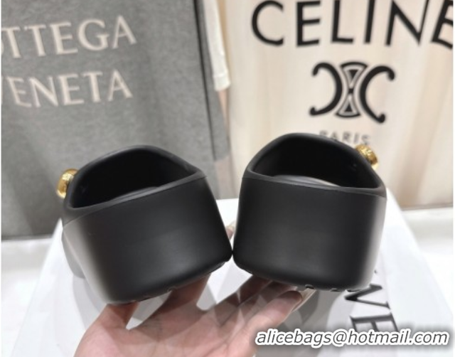 Top Grade Loewe Foam Rubber Pebble slides sandal Black 0605103