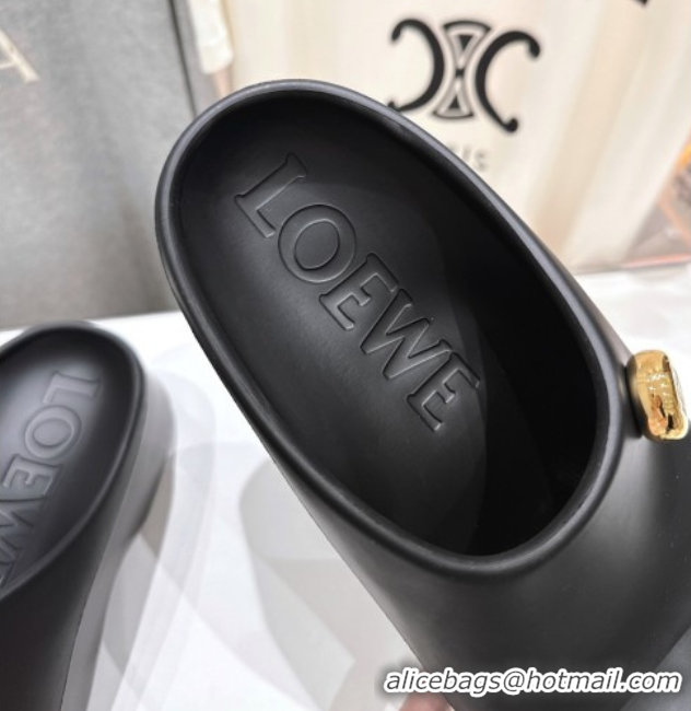 Top Grade Loewe Foam Rubber Pebble slides sandal Black 0605103
