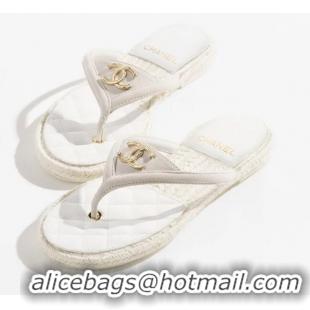 ​Top Grade Chanel Coco Beach Thongs Suede Kidskin G46336 White 2025