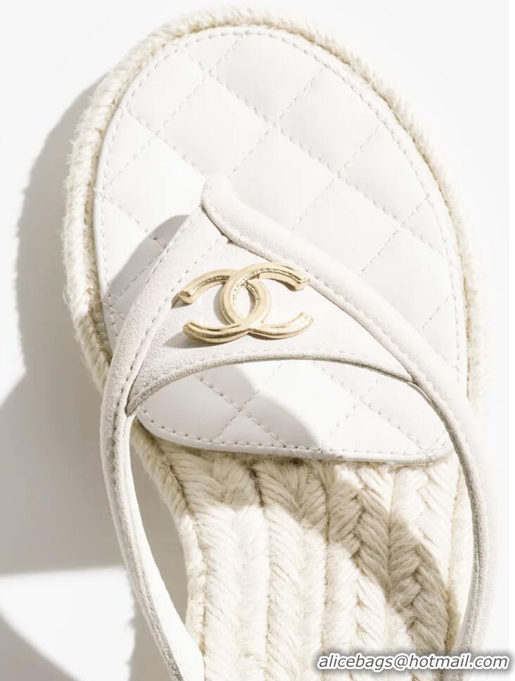 ​Top Grade Chanel Coco Beach Thongs Suede Kidskin G46336 White 2025