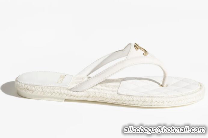 ​Top Grade Chanel Coco Beach Thongs Suede Kidskin G46336 White 2025