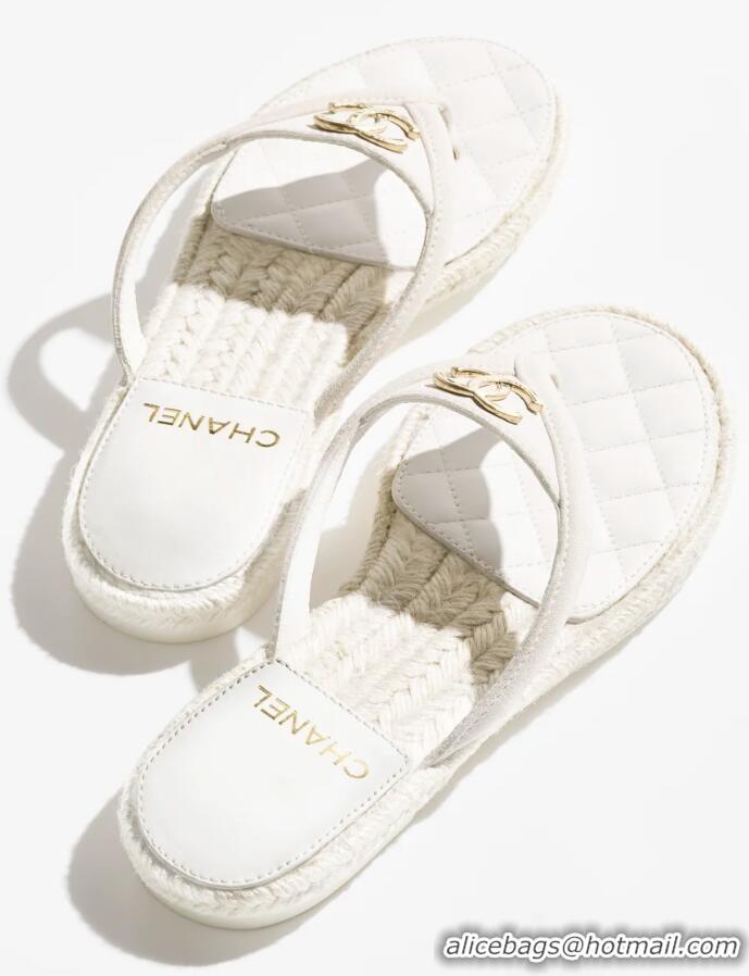 ​Top Grade Chanel Coco Beach Thongs Suede Kidskin G46336 White 2025