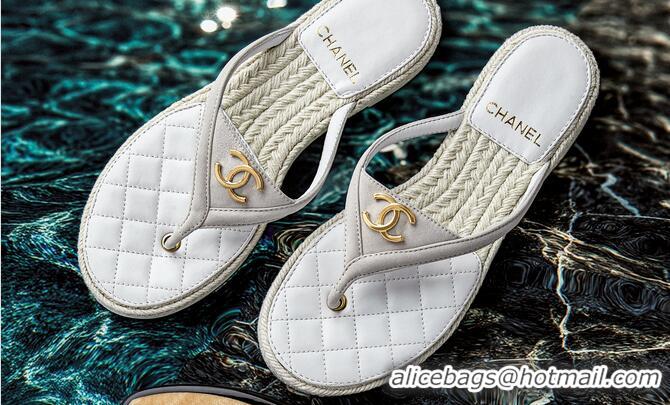 ​Top Grade Chanel Coco Beach Thongs Suede Kidskin G46336 White 2025