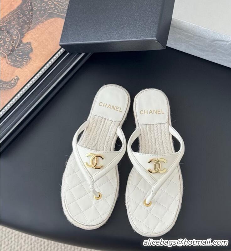 ​Top Grade Chanel Coco Beach Thongs Suede Kidskin G46336 White 2025